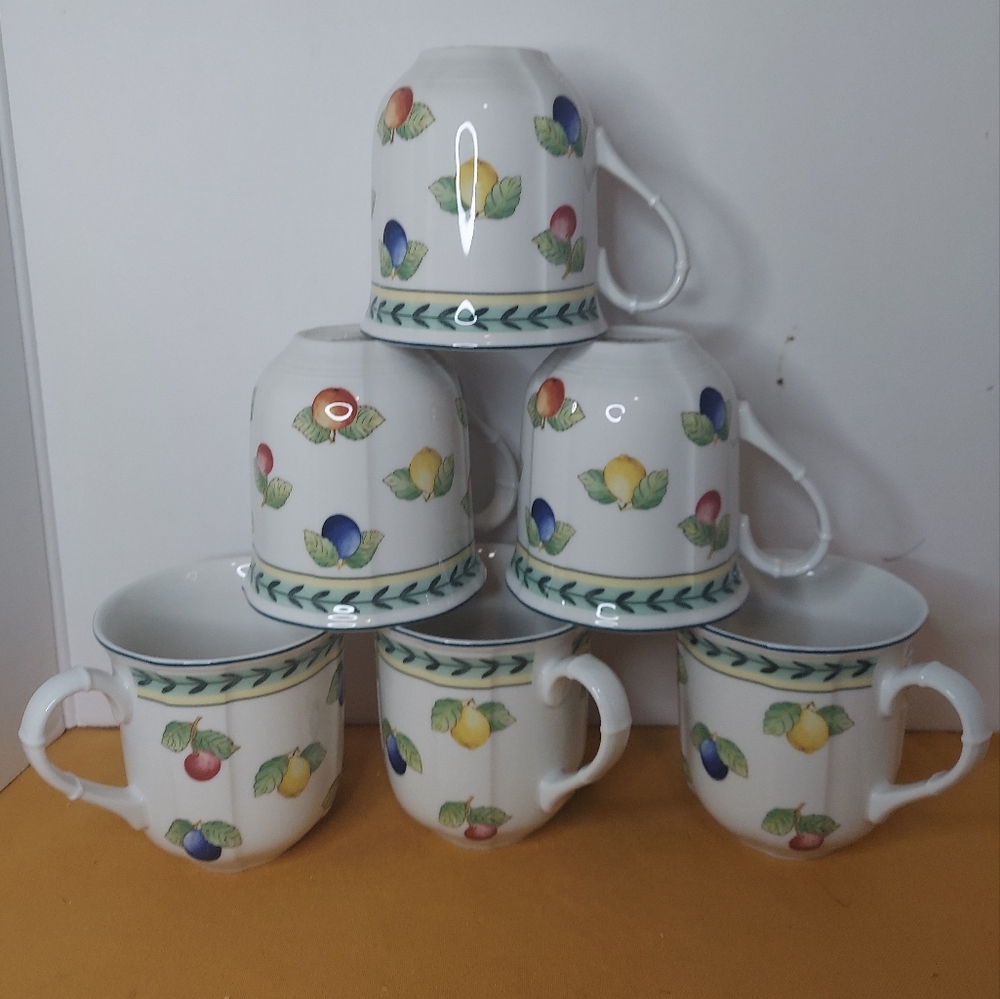 Villeroy and boch french garden fleurence pattern mugs set of 6
